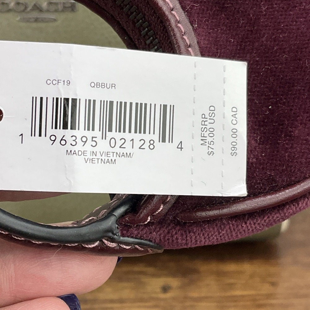 New Coach Mini Carmen Bag Charm Keychain Burgundy Velvet Leather Gunmetal CCF19 - Picture 10 of 10